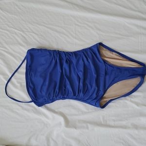 J Crew ruched bandeau one piece swimsuit, size 0, blue